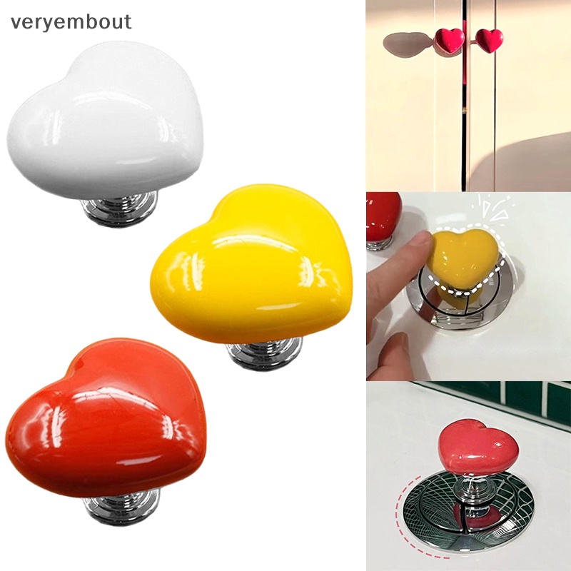 Set 1 / 2 Nút Nhấn Công Tắc Nhấn Nước Hình Trái Tim Nhiều Màu Sắc Trang Trí Tủ / Ngăn Kéo