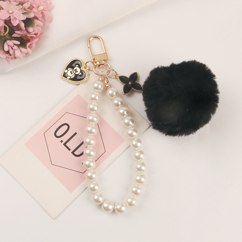 Móc Khóa Gấu Bông Đính Ngọc Trai Dễ Thương Mới - lqz