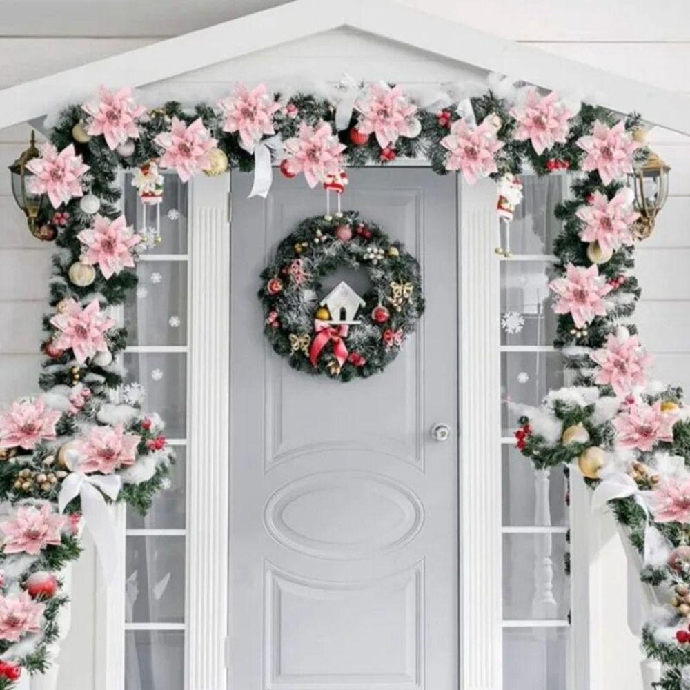 Bộ 5 Bông Hoa Giả Lấp Lánh Trang Trí Cây Thông Giáng Sinh