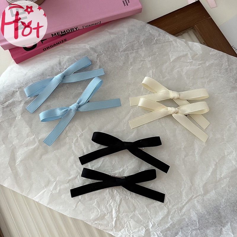 Set 2 Kẹp Tóc Hình Nơ Ruy Băng Phong Cách Hàn Quốc Cho Nữ