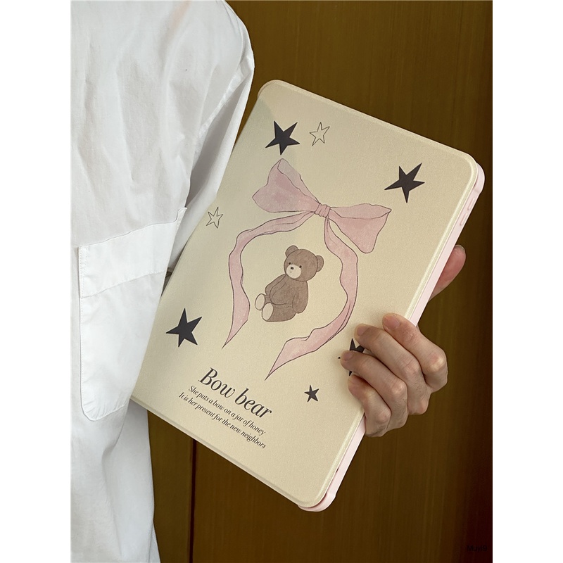 Bao Da Máy Tính Bảng Bằng acrylic Chống Rơi Hình Gấu Cho ipad 10.2 10.9 Mini 6 9.7 Air 4 / 5 Pro 11 / 12.9 Gen 9 Ốp