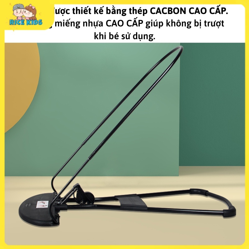 Ghế nhún rung chống võng lưng Ricekids cho trẻ sơ sinh từ 2 tháng đa năng cho bé, chất liệu cotton thoáng mát an toàn