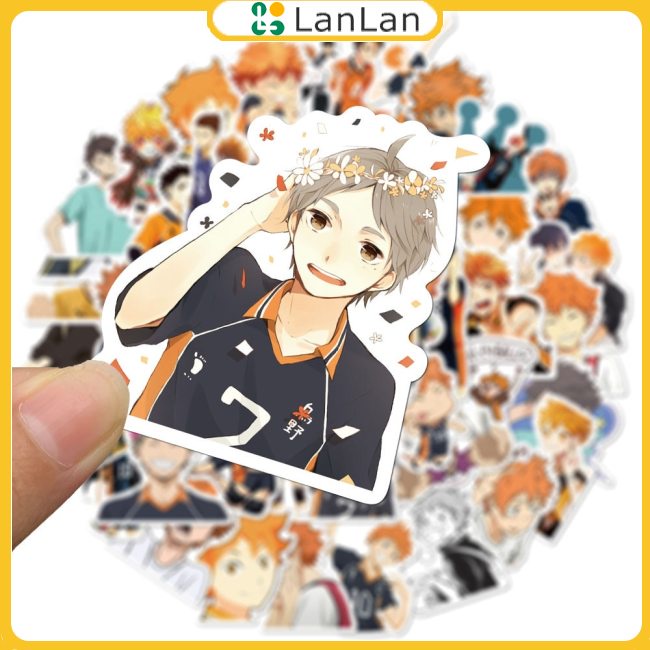 Bộ 50 Nhân Vật anime haikyuu!!! Miếng Dán Trang Trí laptop / Điện Thoại / Ván Trượt / ps4 Hình Quả Bóng Chuyền diy