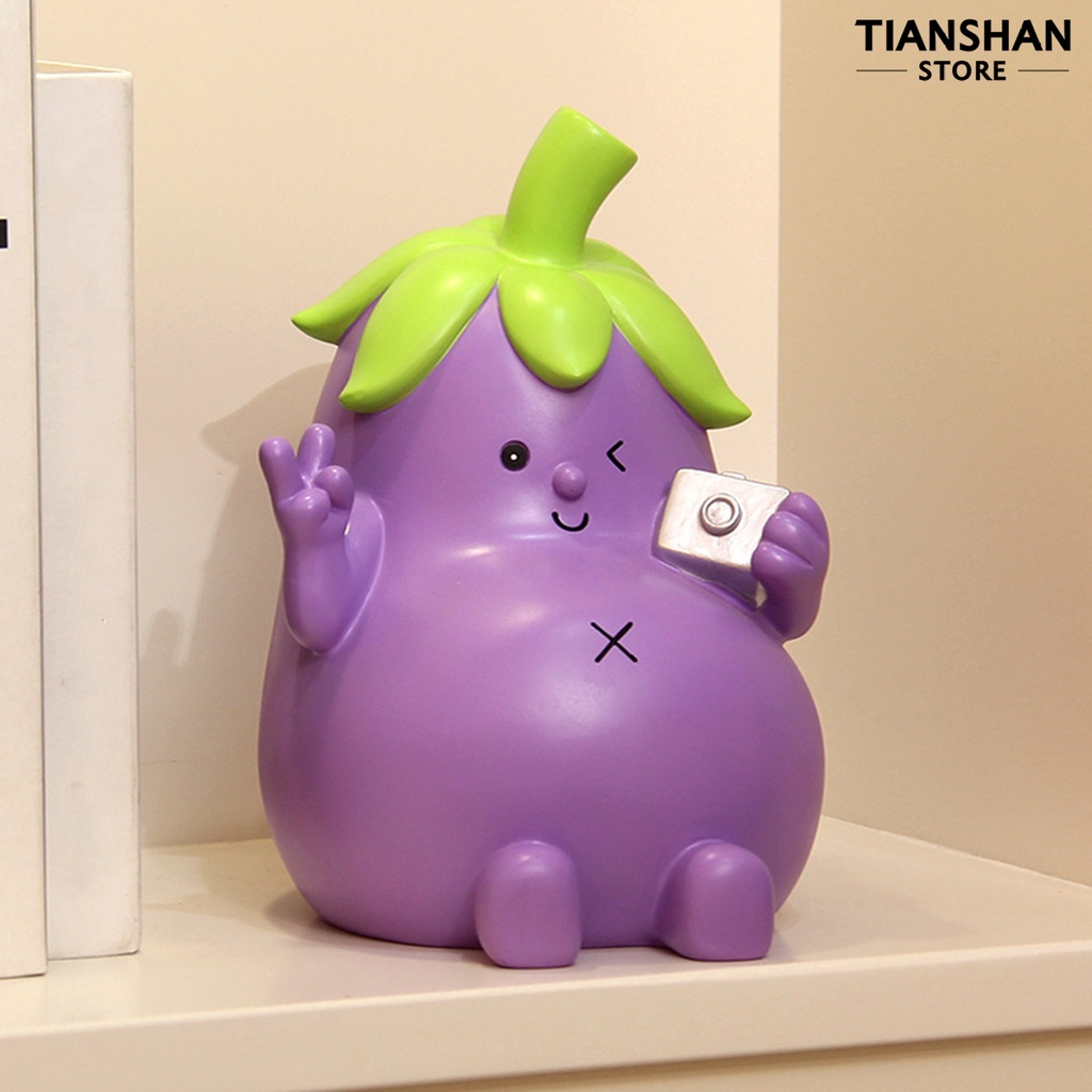 Tianshan Ống Heo Tiết Kiệm Tiền Hình Quả Cà Tím Hoạt Hình Đáng Yêu Sức Chứa Lớn Đa Năng Trang Trí Phòng Khách / Phòng Ngủ Cho Bé