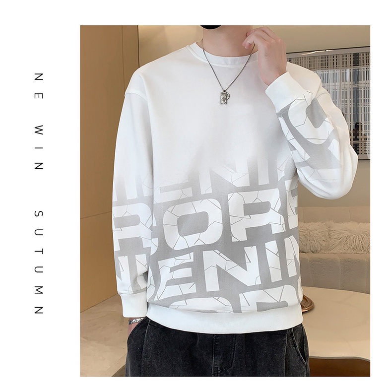 Áo sweater Tay Dài Cổ Tròn Dáng Rộng In Họa Tiết Thời Trang Mùa Thu Cho Nam