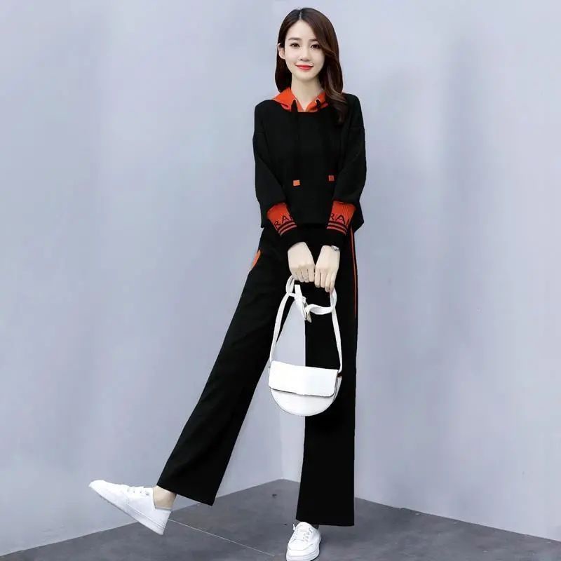 Bộ Đồ Thể Thao Dài Tay Có Mũ Trùm Dáng Rộng Thời Trang Mùa Thu Đông Dành Cho Nữ