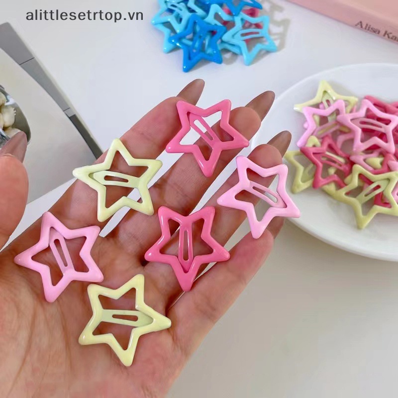 Alittlesetrtop set 10 Kẹp Tóc Hình Ngôi Sao Năm Cánh Nhiều Màu Sắc Dễ Thương y2k