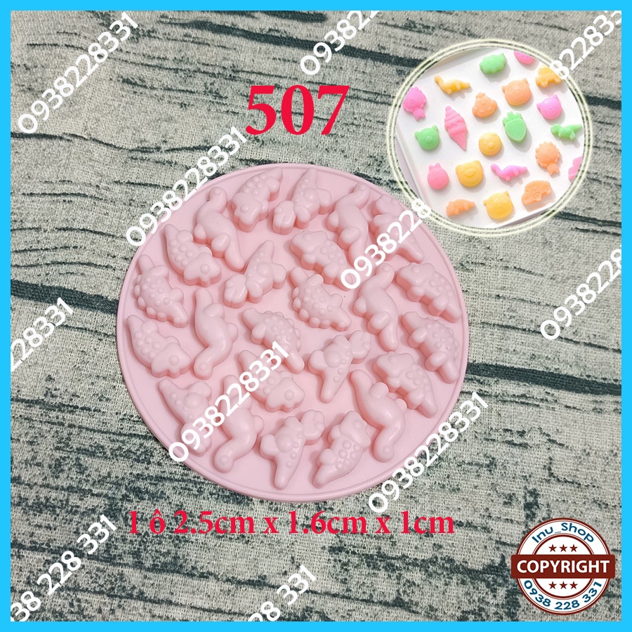 HCM - Khuôn silicon mẫu hình Khủng long Bạo chúa, Tê giác  nướng bánh, làm kẹo dẻo, đổ rau câu thạch, đổ tượng thạch cao