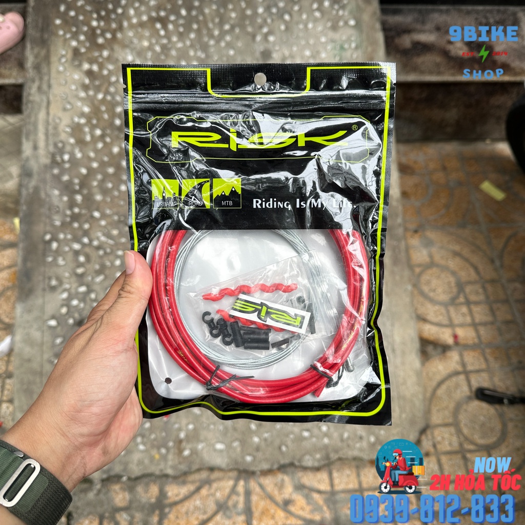 Bộ vỏ ruột dây thắng xe đạp road mtb nhiều màu Risk
