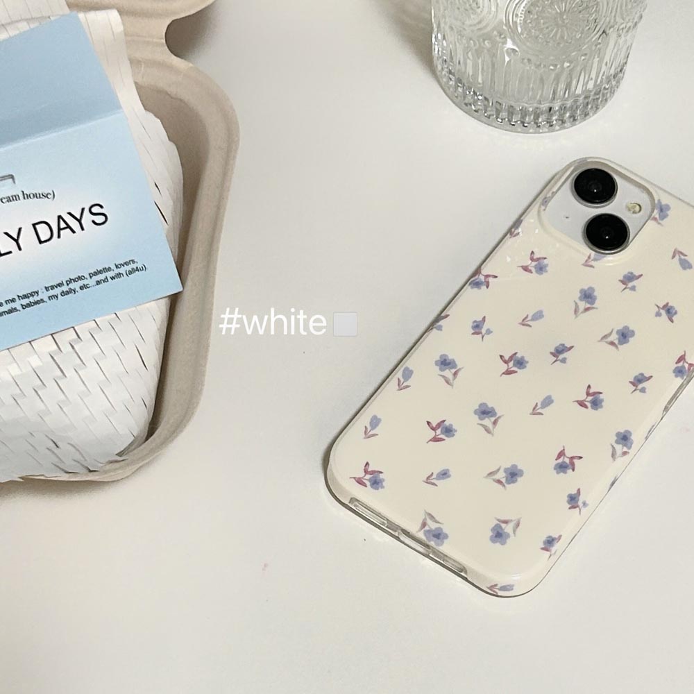 Ốp Điện Thoại Cứng Họa Tiết Hoa Xanh Trắng Cho iphone 11 12 12pro 12promax 13 13pro 13promax 14 14pro 14promax