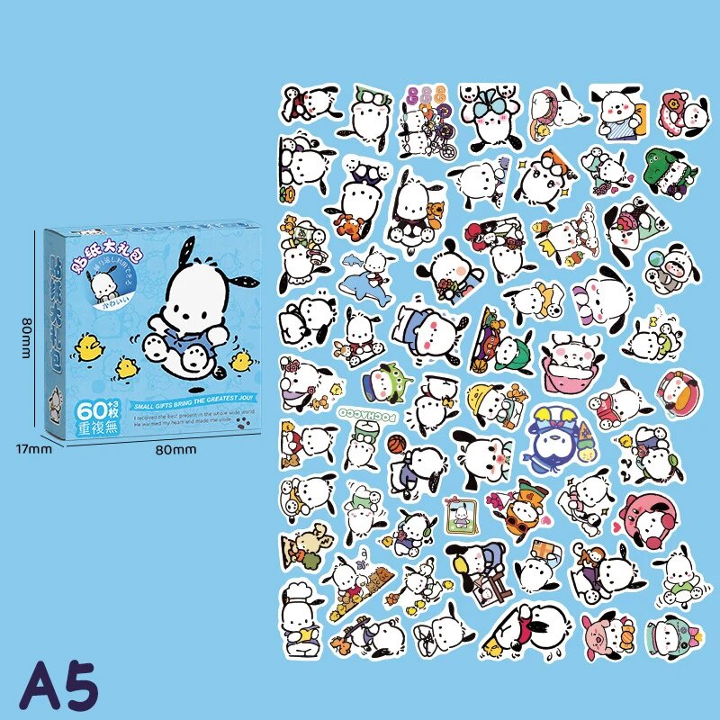 SANRIO Set 60 Nhãn Dán Trang Trí Sổ Tay Hình kuromi / Hello Kitty Dễ Thương