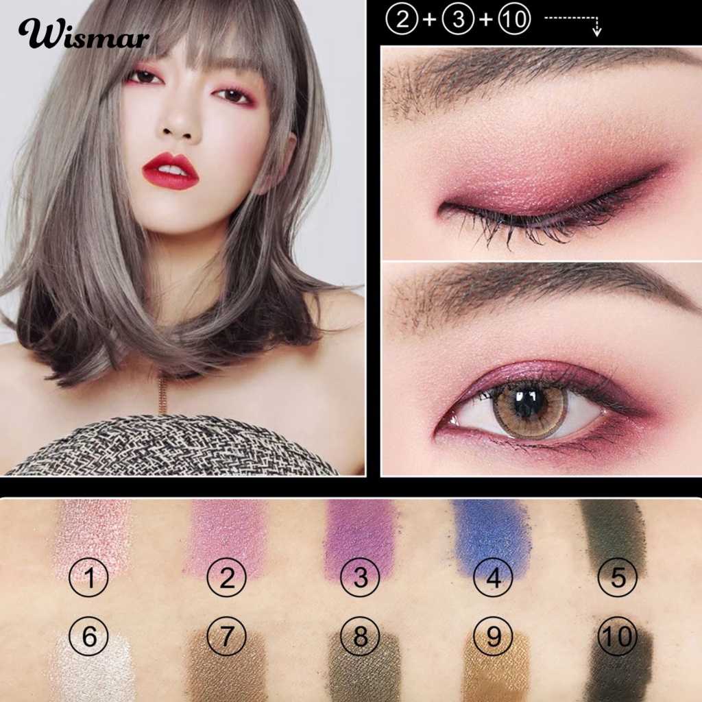 Winmar Bảng Phấn Mắt 10 Màu Lì Và Ánh Nhũ Kết Hợp Trang Điểm Kháng Nước Và Lâu Trôi