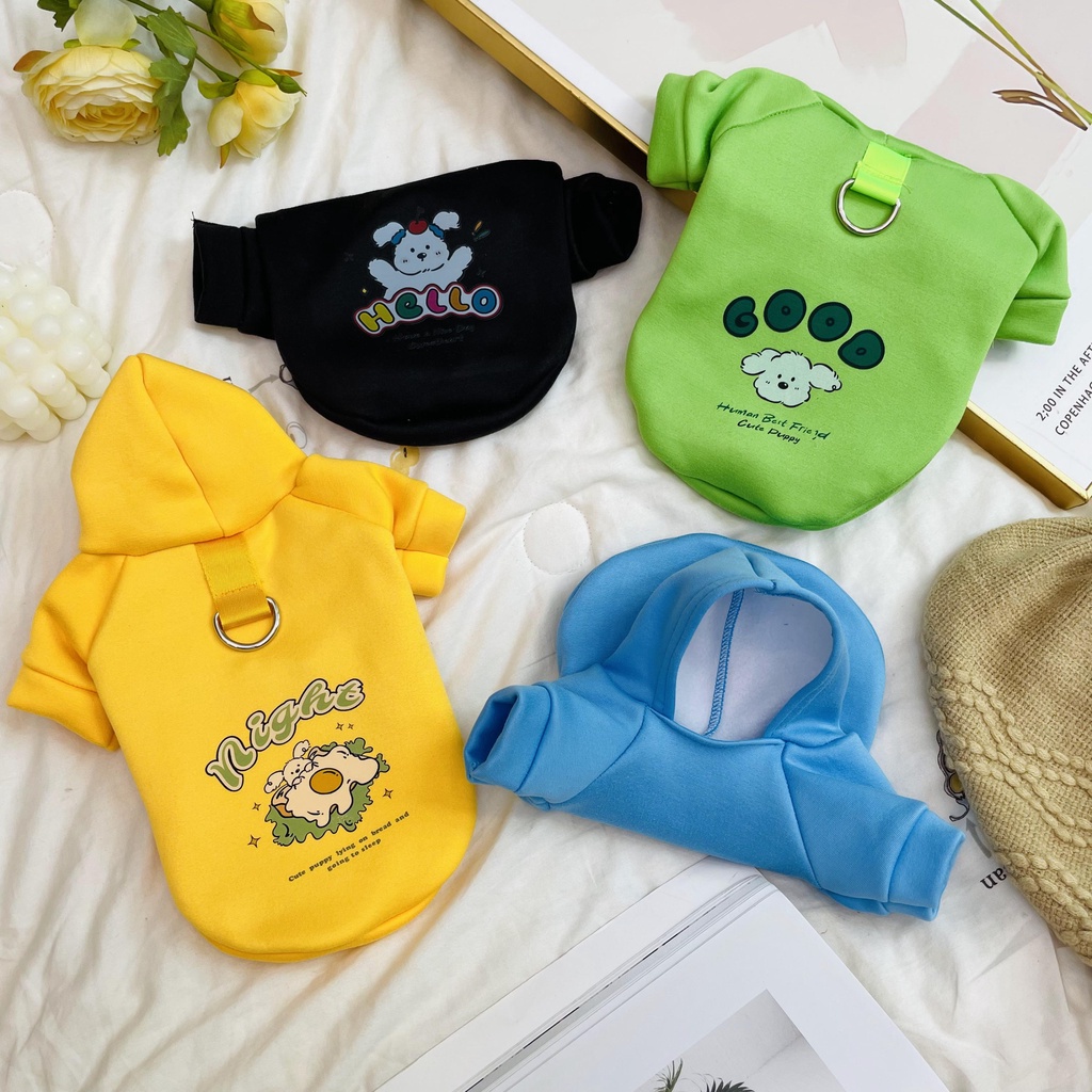 Áo Hoodie Bằng Lụa Sữa Phối Lông Thời Trang Thu Đông Dành Cho Chó Mèo