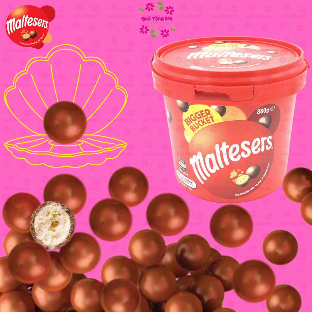 Bánh xốp mạch nha bọc socola maltesers bigger bucket Healthy Care 880g thơm ngon, bổ dưỡng Extate Official Mall