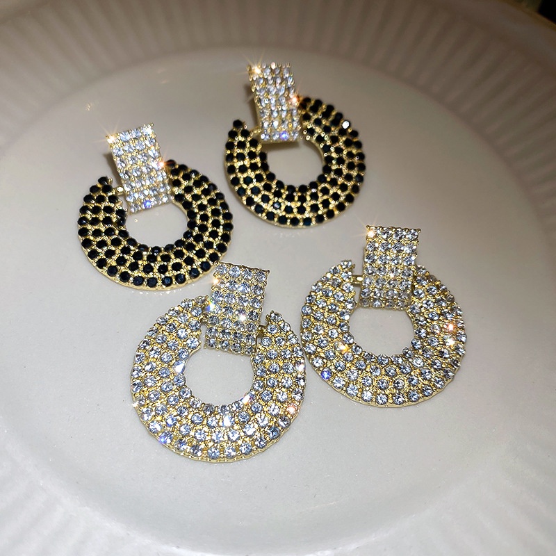 Bông Tai Mạ Bạc 925 Hình Tròn Đính Kim Cương Sang Trọng Nhẹ Nhàng Không Gây Dị Ứng