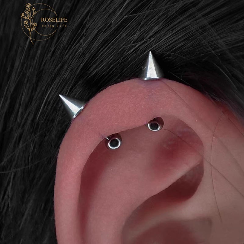 1 Khuyên Tai Hình Nón Bằng Thép Không Gỉ Phong Cách punk Cho Nam Và Nữ