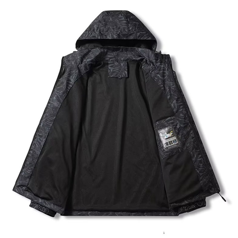 Hanlu Áo Khoác Tay Dài Có Nón In Họa Tiết Đơn Giản Chống Gió Chống Nước Thoải Mái Thời Trang Cho Nam