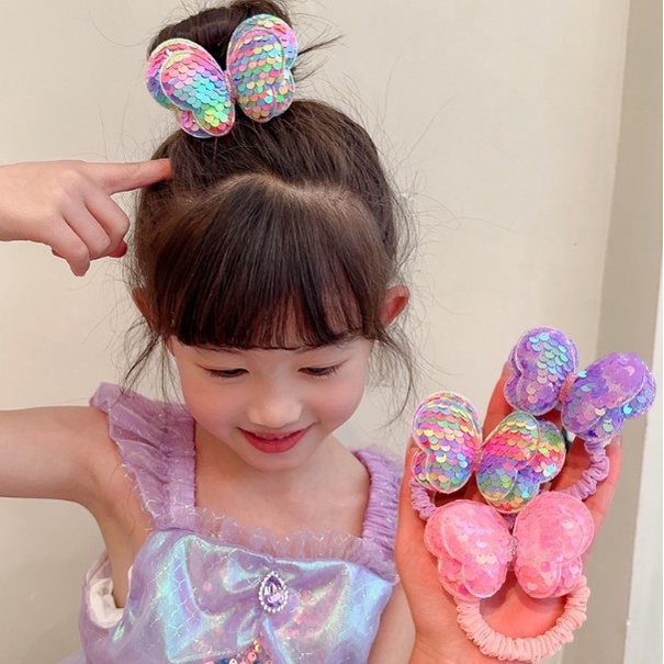 Cột tóc nơ bướm 2 lớp lấp lánh dành cho bé CT08