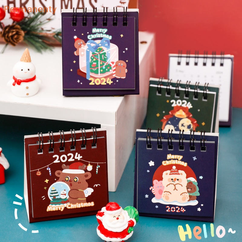 Lịch Để Bàn mini Năm 2024 kawaii Hoạt Hình Dễ Thương Ghi Chú Lập Kế Hoạch Hàng Ngày Để Bàn