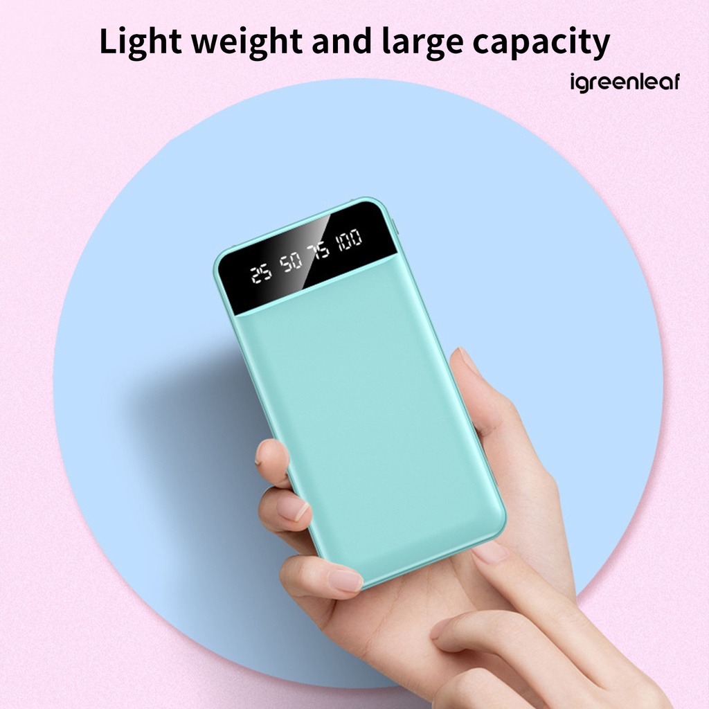 Igreenleafdzrx Pin Sạc Dự Phòng Hai Cổng usb abs 20000mah Có Đèn led Siêu Mỏng