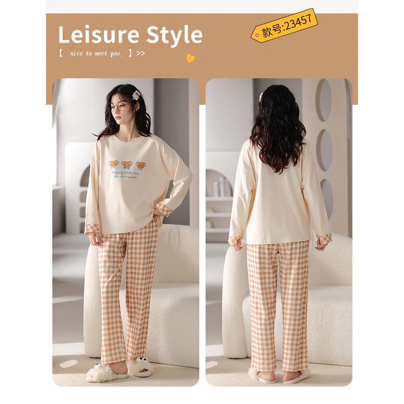 Bộ Đồ Ngủ Tay Dài In Họa Tiết Hoạt Hình Dễ Thương Thời Trang Thu Đông 2023 Cho Nữ