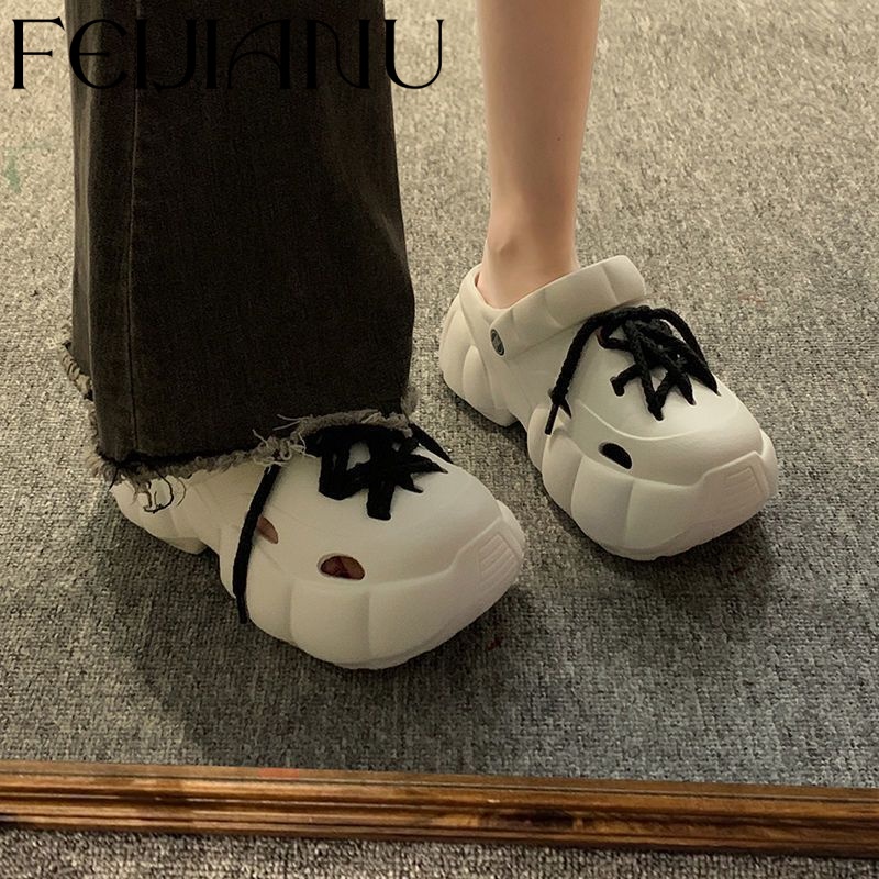 FEIJIANU  dép cross đế cao 6cm Dép sandal nữ dép đi biển Năng động Đa dạng Độn đế Cổ điển FDL23A0OI2 42Z231020