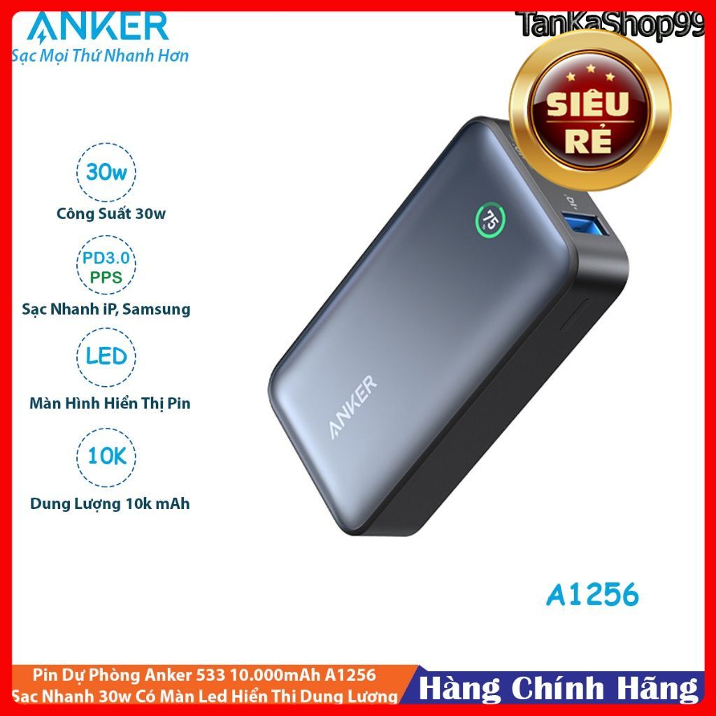 Sạc dự phòng Anker 533 2C1A 30W 10000mah  Trọng Phú mobile