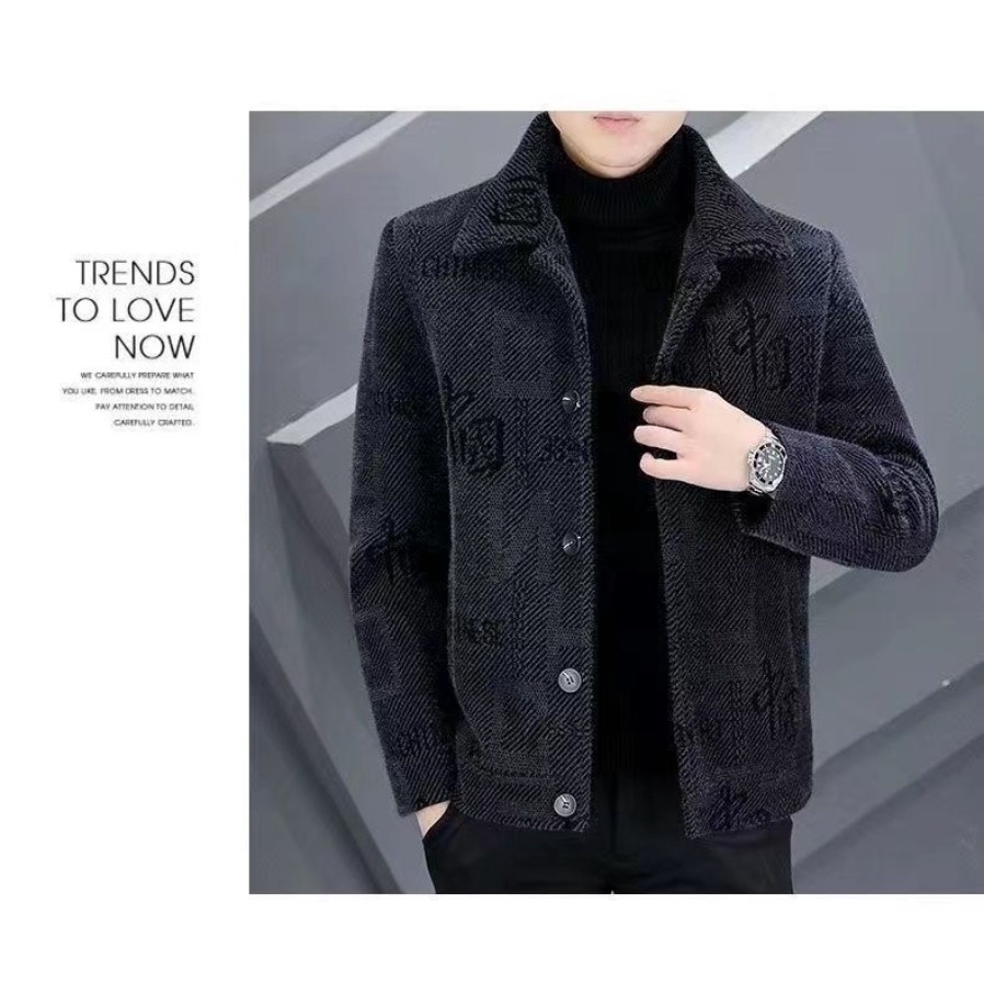 Áo Khoác Lông Cừu Dày Dặn Thời Trang Thu Đông Cho Nam Giới