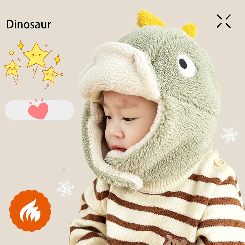 Mũ Giữ Ấm Tai Hình Khủng Long Dễ Thương Cho Bé
