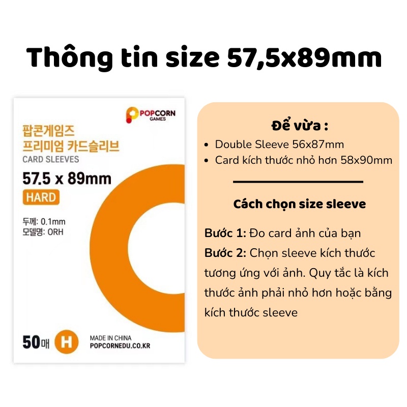 Sleeve Popcorn Pack 50 sleeves bọc card siêu dày bảo vệ card album lomo card Sleeve Hard