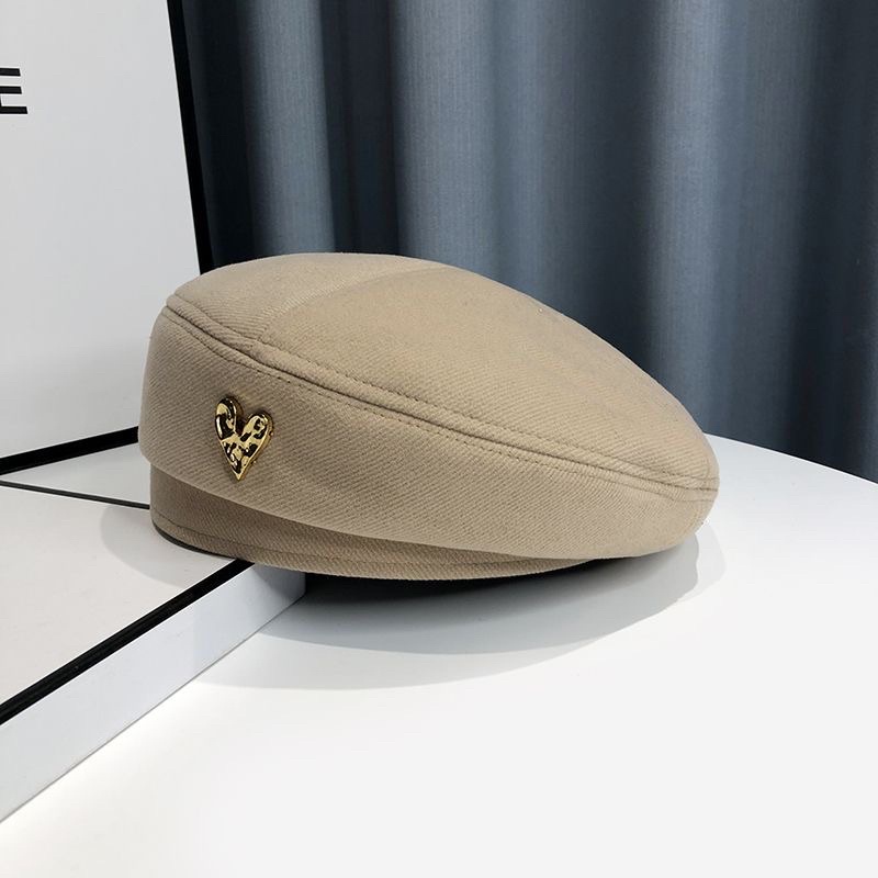 Mũ nồi mũ Beret dạ họa tiết phong cách Nhật Bản, mũ mùa đông cho nữ