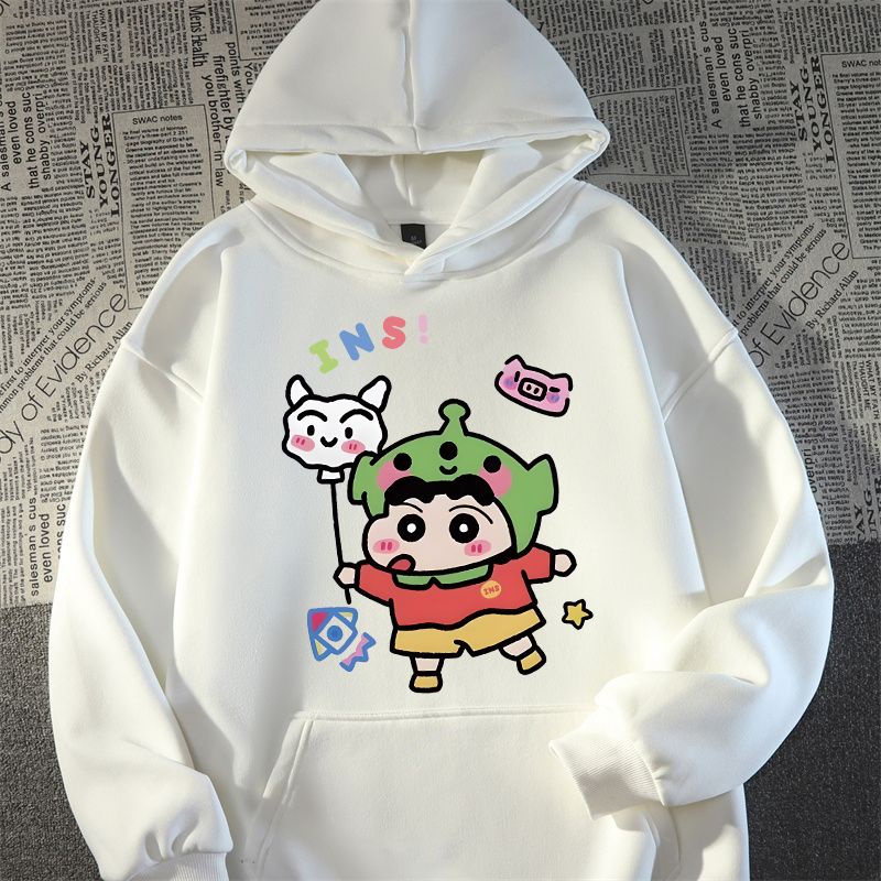 Áo hoodie Tay Dài Dáng Rộng In Hình Cậu Bé Bút Chì shin-chan Thời Trang harajuku