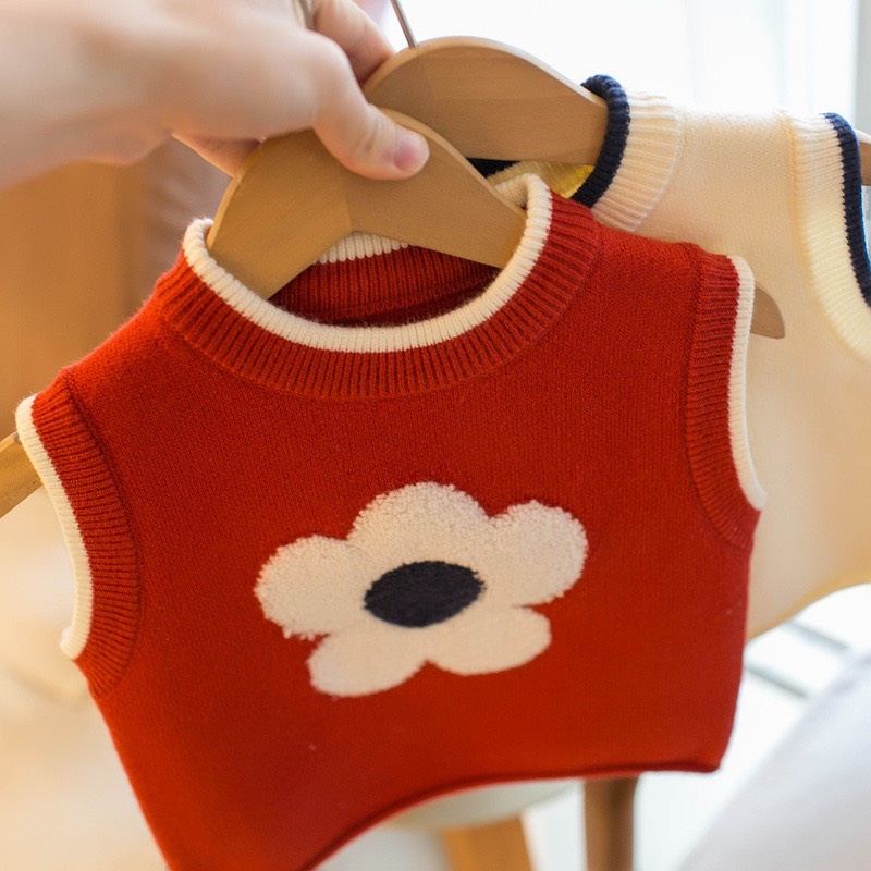 ÁO GILE LEN HOA ẤM ÁP CHO BÉ- HÀNG QCCC