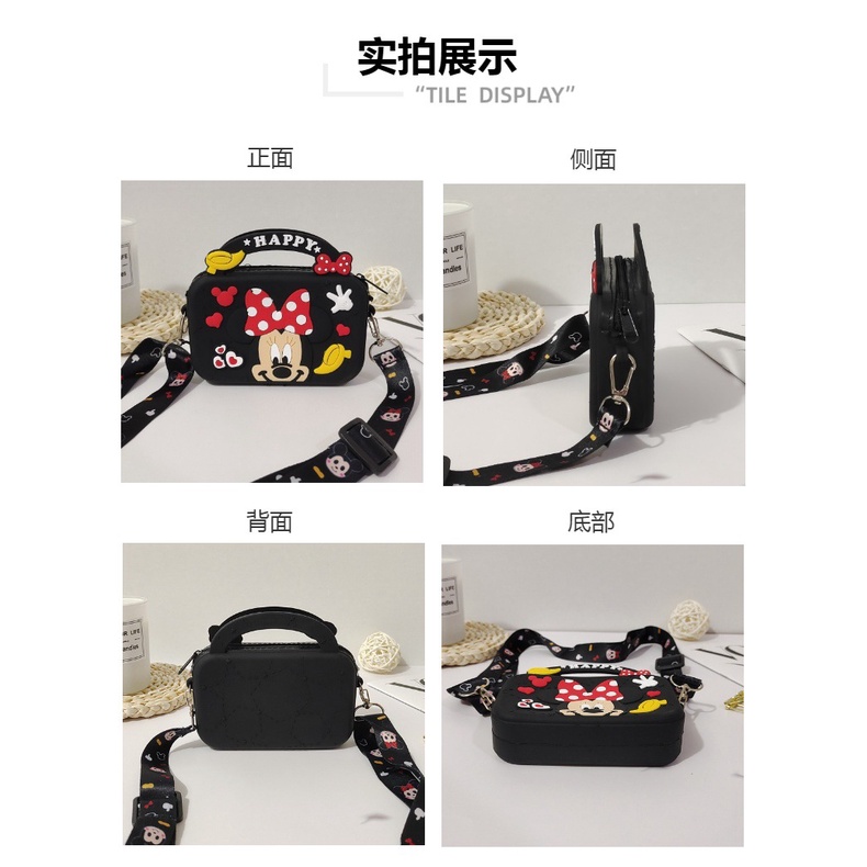 Disney Túi Đeo Chéo mini Bằng Silicagel Họa Tiết Hoạt Hình mickey Dễ Thương Cho Bé Gái