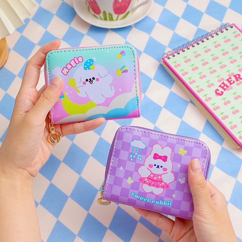 Ví Đựng Thẻ Nhiều Ngăn Họa Tiết Gấu Hoạt Hình Dễ Thương Cho Bé