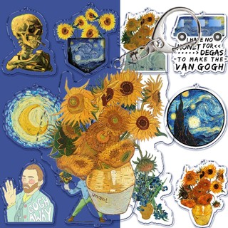 Móc khóa Vincent Van Gogh Oil Painting Tranh Sơn Dầu Đêm Đầy Sao Hoa Hướng Dương Móc Khóa Phụ Kiện Dễ Thương