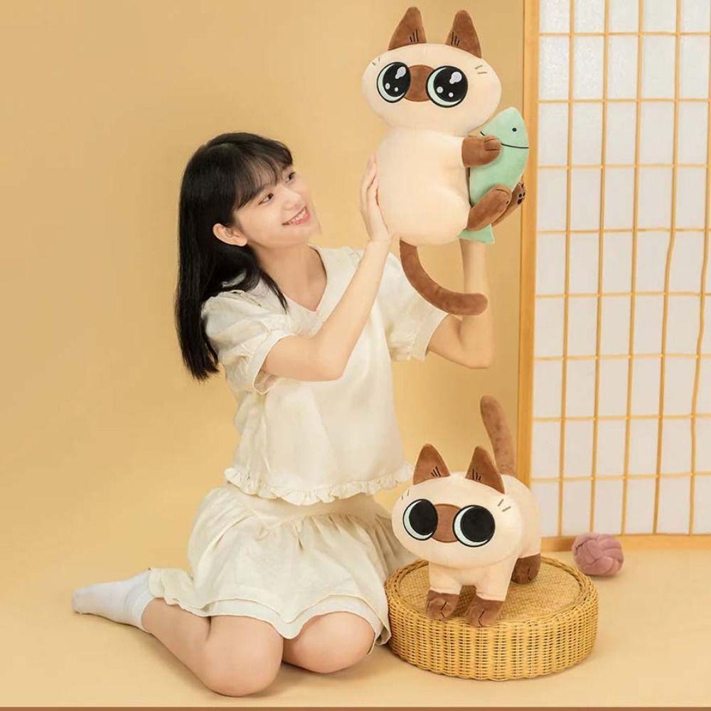Mmluck Thú Nhồi Bông Vải Mềm Màu Trơn Hình Chú Mèo Nhỏ Dễ Thương Vui Nhộn Cho Bé