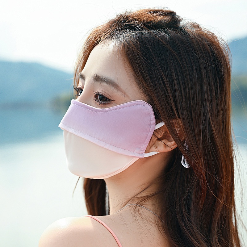 Khẩu Trang Chống UV, Thoáng Khí, Trùm Nửa Mặt Có Dây Rút Tai Bằng Thun Lạnh Cao Cấp