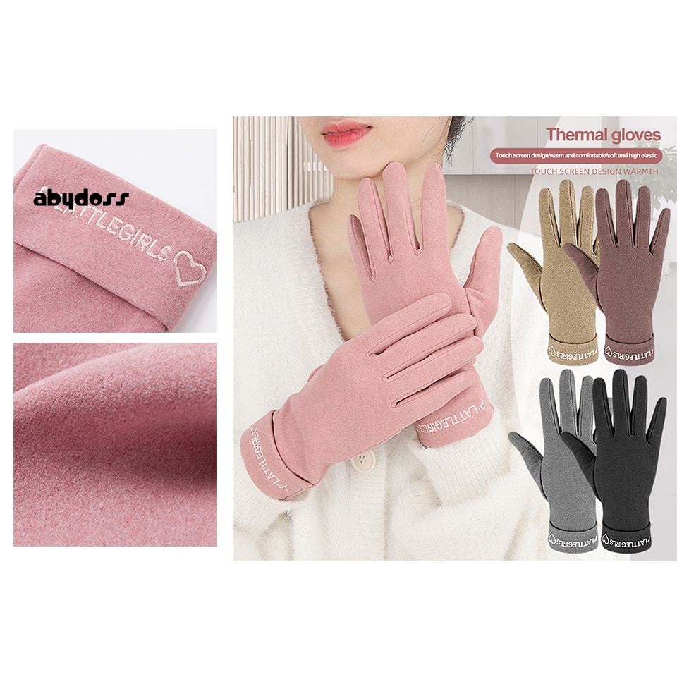 Aby Găng Tay Nhung Giữ Ấm Mùa Đông Có Thể Chạm Màn Hình Cảm Ứng Thời Tiết Cho Nữ
