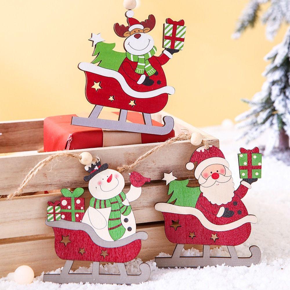Phụ Kiện Treo Trang Trí Cây Thông Giáng Sinh Bằng Gỗ Hình Người Tuyết / Hươu / Ông Già Noel handmade diy