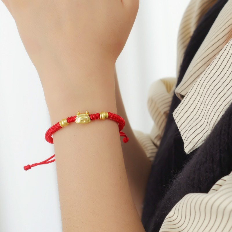 Vòng Tay Dây Đỏ May Mắn Hình Rồng Hoàng Đạo Năm Mới Có Thể Điều Chỉnh Cho Nam Nữ