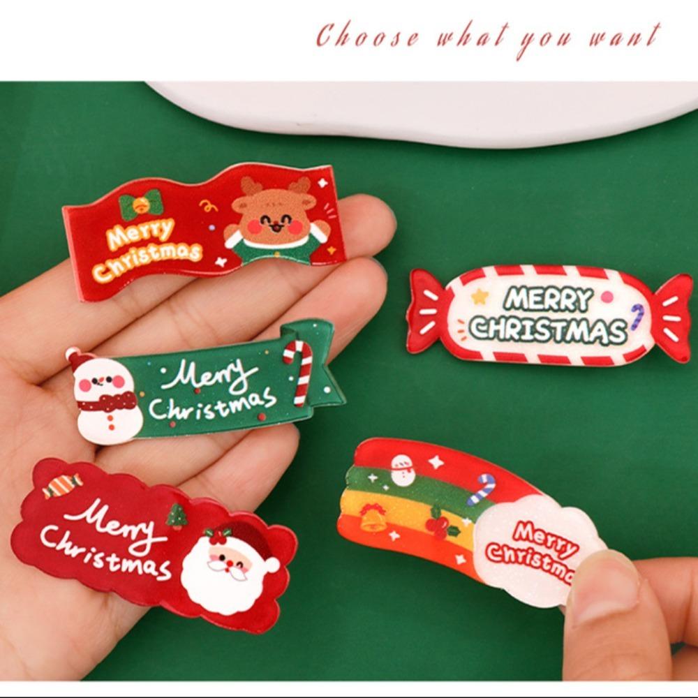 Fudeshe Tóc Nhựa mini Họa Tiết Giáng Sinh Dễ Thương Thời Trang