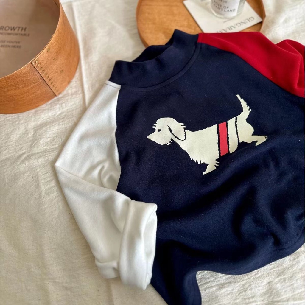 Áo Sơ Mi Tay Dài Vải Nhung Ấm Áp In Họa Tiết Hoạt Hình Phong Cách Đức Thời Trang Thu Đông Cho Bé Trai Và Gái