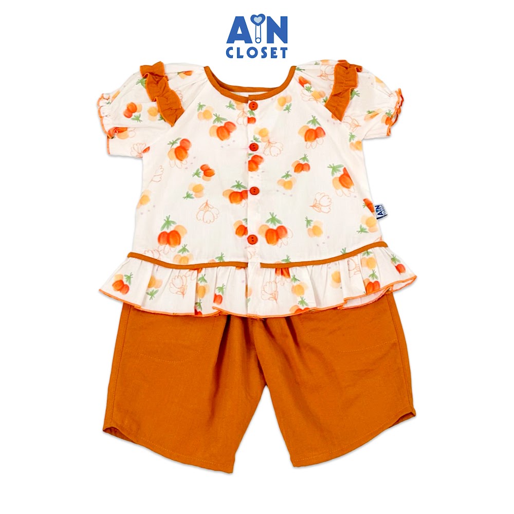 Bộ quần áo Lửng bé gái họa tiết Búp Hoa Cam cotton - AICDBG2JUOAT - AIN Closet