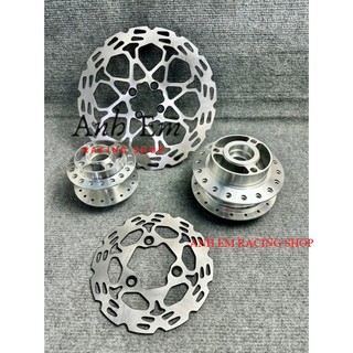 Đùm indo raider / satria đi bánh căm 2 màu sơn bạc và crom và cặp đĩa zox
