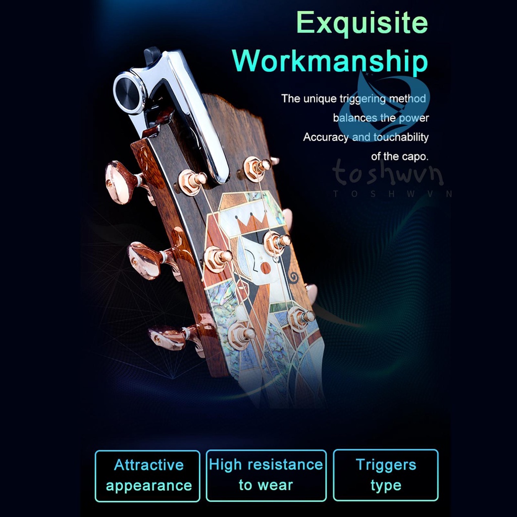 Dk Kẹp capo Bằng Hợp Kim Kẽm Phối Da pu Dành Cho Đàn guitar Điện ip-1pro bass