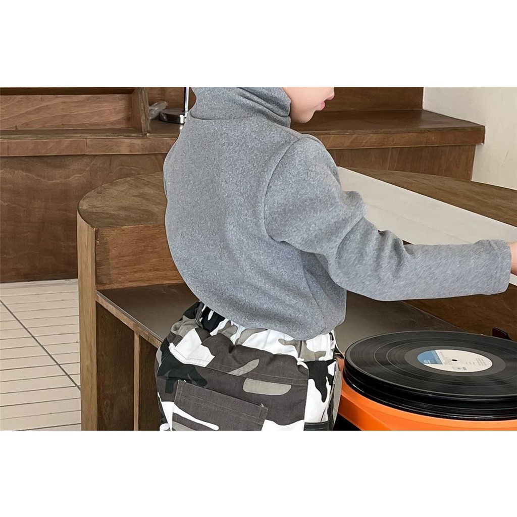 Áo Nỉ Một Mảnh Cổ Cao Co Giãn Màu Trơn Thời Trang Mùa Đông Đức Cho Bé Trai Và Bé Gái