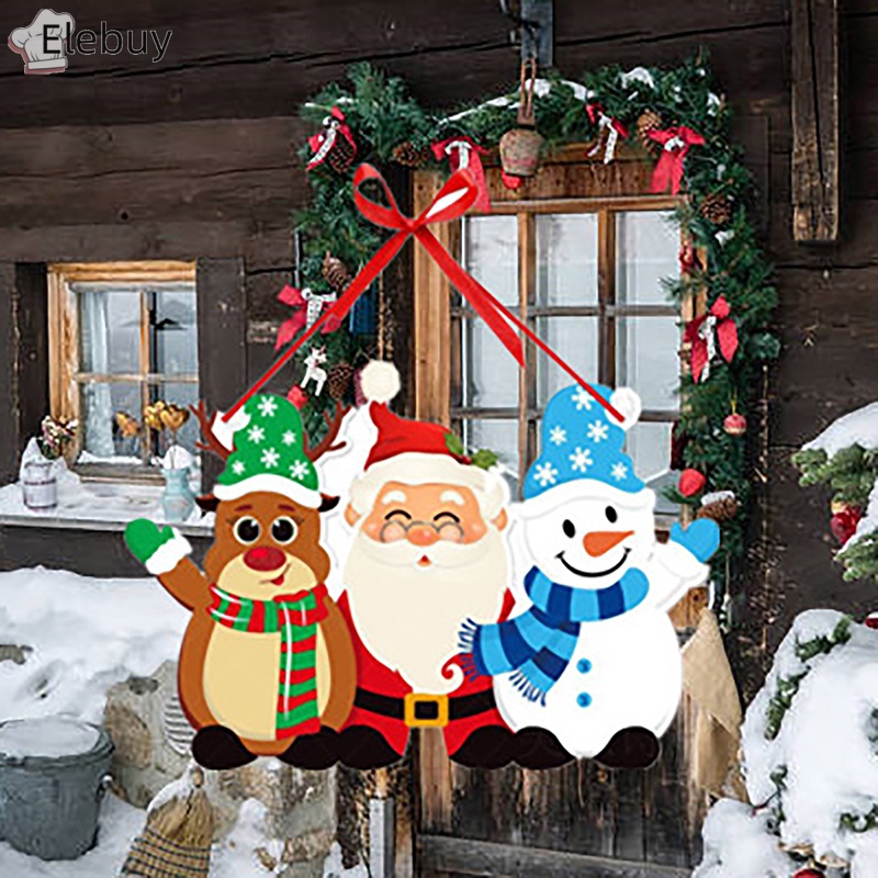 Móc Treo Cửa Trang Trí Tiệc Giáng Sinh Năm Mới Hình Ông Già Noel claus snowman Nai Sừng Tấm merry