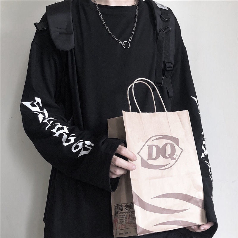 Áo Thun Tay Dài Dáng Rộng plus size In Chữ Đơn Giản Thời Trang Cho Nam