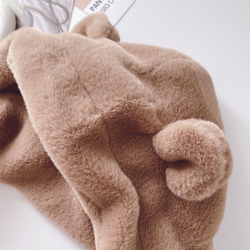 Mũ Trùm Đầu Giữ Ấm Tai Và Khăn Choàng Cổ Phủ Lông Dễ Thương Thời Trang Thu Đông Cho Bé Trai Và Bé Gái